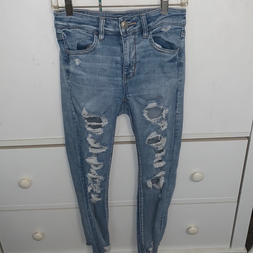 popular american eagle extra ripped skinny jeans